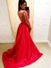 Sexy Backless Long Sleeves Beaded V Neck A-line Long Evening Prom Dresses, QB0458