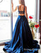 Charming Navy Blue Long Cheap Spaghetti Straps Backless Prom Dresses, QB0638