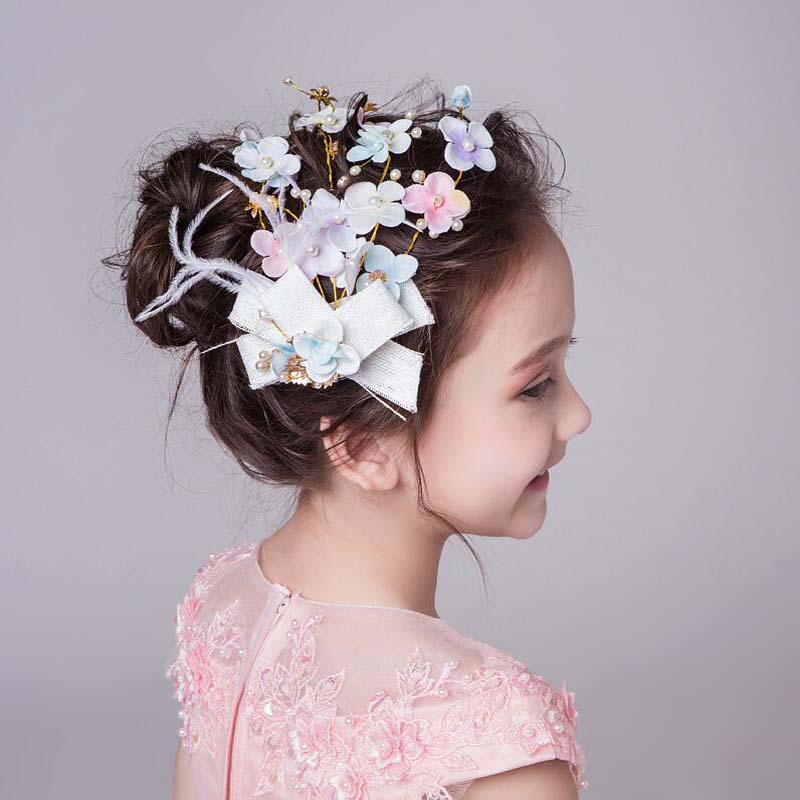 Newest Colorful Hand-Made Flowers With Feather Flower Girl Headpiece, Wedding Headpiece, VB0591