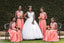 Peach Mismatched Lace Bodice Long Chiffon Cheap Bridesmaid Dresses Online, WG281