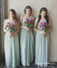 Simple One Shoulder Sleeveless Chiffon Long Bridesmaid Dresses, QB0725