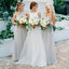 Pretty Round V-Neck Long Cheap Grey Chiffon Bridesmaid Dresses, QB0117
