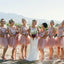 A-Line Scoop Short Blush Tulle Long Cheap Bridesmaid Dresses, QB0805