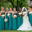 A-Line Sweetheart Long Turquoise Bridesmaid Dresses with Beading, QB0489