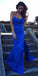 V Neck with Spaghetti Strap Side Split Sexy Long Mermaid Prom Dresses, QB0663