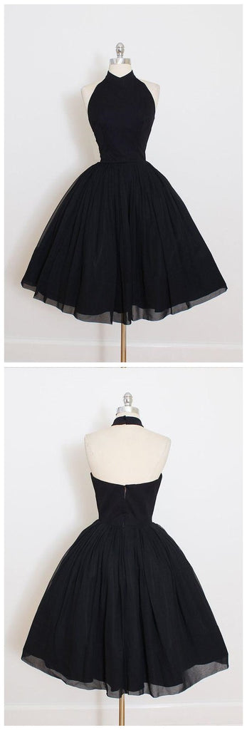 Black Halter Simple Cheap Short Homecoming Dresses 2018, CM547