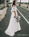 Elegant Boho  Two Piece Lace Crop Long Cheap Wedding Dresses, QB0814