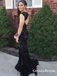 Beaded Long Black Evening Dresses Mermaid Formal Prom Dresses, QB0609