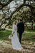 Simple V-neck Two Piece A-line Long Cheap Beach Wedding Dresses, WDS0020