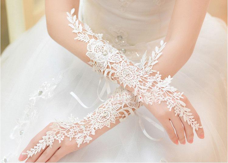 Bridal Gloves, French Lace Gloves, Floral Rhinestone Bridal Gloves, Long Design Fingerless Gloves, Wedding Gloves, Wedding Accessory, TYP0569