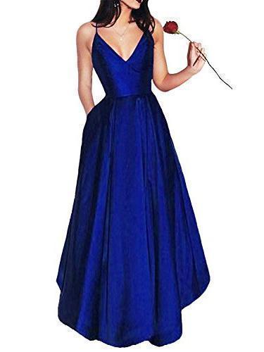 A-line V-neck Spaghetti Strap Burgundy Prom Dresses Long Formal Evening Ball Gowns, QB0338