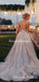 Backless V-neck Lace A-line Long Cheap Wedding Dresses, WDS0033