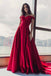 Simple Red A-line Off the Shoulder Long Cheap Prom Dresses, QB0670