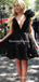Unipue Black Tulle A-line Short Cheap Party Homecoming Dresses, HDS0028