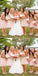 Cute Round Neck Short Cheap Pink Lace Bridesmaid Dresses Online, QB0165