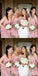 Sweetheart Sleeveless Pink Short Cheap Chiffon Bridesmaid Dresses with Handmade Flower, QB0135