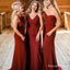 Mismatched Charming Burgundy Satin Mermaid Long Cheap Bridesmaid Dresses, BDS0022