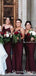 Charming Elegant Spaghetti Straps Burgundy Elastic Satin Long Cheap Bridesmaid Dresses, BDS0039