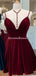 Different V-neck Velvet A-line Short Cheap Party Homecoming Dresses, HDS0031