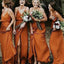 Spaghetti Straps Burnt Orange Cheap Bridesmaid Dresses Online, WG267