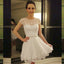Pretty Jewel Cap Sleeves White Short Cheap Homecoming Dresses With Beaded, QB0195