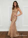 Mermaid Halter Backless Champagne Prom Dresses with Appliques, QB0688