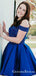 Two Piece Off-the-Shoulder Royal Blue Homecoming Dresses with Beading, QB0867