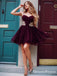 Burgundy Sweetheart 2019 Appliques Tulle Short Homecoming Dresses, QB0840