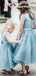 Light Blue Organza Cheap Baby Flower Girl Dresses with Lace Top, QB0269
