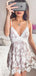 Sexy A-Line Spaghetti Strap Short Pink Lace Homecoming Dresses with Bow Knot, QB0066