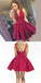 Simple A-Line V-Neck Short Cheap Burgundy Zipper Homecoming Dresses, QB0051