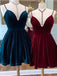 Different V-neck Velvet A-line Short Cheap Party Homecoming Dresses, HDS0031