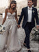 Romantic Sweetheart A-Line White Wedding Dresses with 3D Flower Applique, QB0819