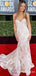 Elegant Spaghetti Strap Ivory Lace Mermaid Long Cheap Formal Evening Dresses, Prom Dresses, PDS0064