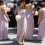 Elegant One Shoulder Long Cheap Lilac Chiffon Bridesmaid Dresses Online, QB0167