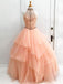 Long Ball Gown Halter High Neck Beaded Bodice Organza Quinceanera Prom Dresses, QB0273