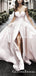 Sweetheart Sleeveless Elagant Charming Pink Saitn Side Slit A-line Long Cheap Evening Prom Dresses, QB0977