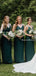 Simple V-neck Dark Green Long Cheap Charming Bridesmaid Dresses Online, BDS0064