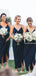 Charming V-neck Navy Blue Long Cheap Charming Bridesmaid Dresses Online, BDS0070