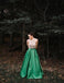 Halter Beaded Green Skirt A-line Long Evening Prom Dresses, QB0445