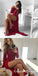 A-Line Off-Shoulder Long Sleeves Dark Red Prom Dresses with Lace, QB0507