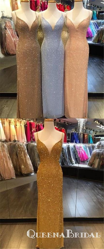Sparkly Sequined Beaded Long Mermaid Evening Gowns Prom Dresses, QB0594