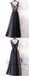 Princess/A-line V-neck Lace Appliqued Simple Long Prom Dresses Evening Gowns, QB0331