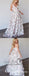 A-line Princess V-neck Floral Prom Dresses Long 3D Appliqued Lace Formal Dresses, QB0274