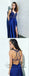 Royal Blue Sexy Backless Lace Cheap Long Evening Prom Dresses, QB0436