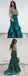 V Neck Emerald Green Mermaid Long Evening Prom Dresses with Beaded, QB0425