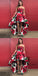 A-Line Strapless Sleeveless High Low Floral Red Satin Prom Dresses Online, QB0253