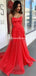 Newest Sweetheart Red Lace A-line Long Cheap Prom Dresses, PDS0103