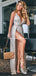 Sexy V-neck Sliver Sequin Side Slit Long Cheap Prom Dresses, PDS0098