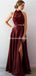 Sexy Charming Custom Two Pieces Halter Maroon Long Evening Prom Dresses, QB0373